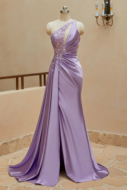 Mermaid Satin One Shoulder Prom Dresses