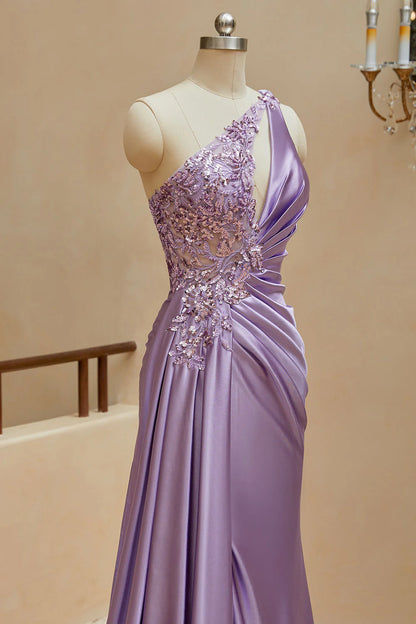 Mermaid Satin One Shoulder Prom Dresses