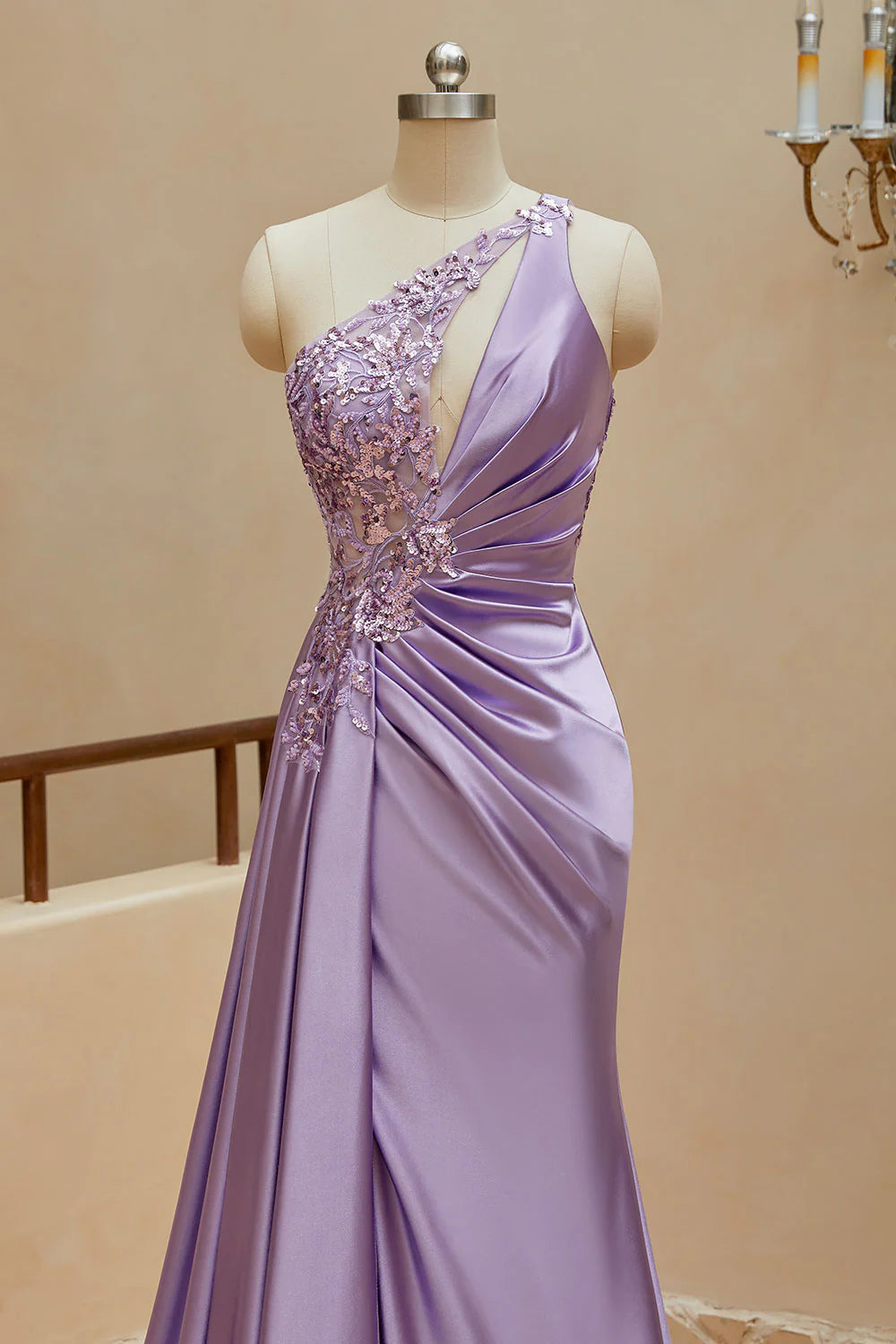 Mermaid Satin One Shoulder Prom Dresses