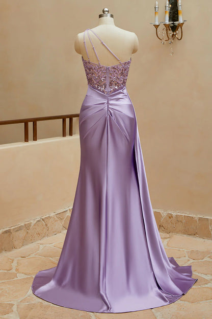 Mermaid Satin One Shoulder Prom Dresses