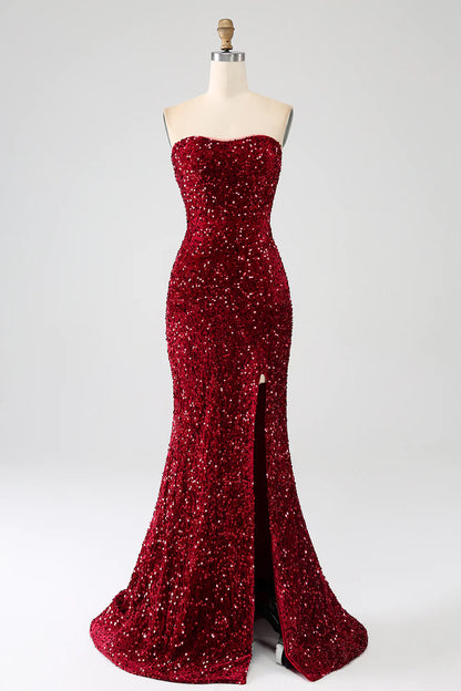 Sequins Long Mermaid Prom Dress With Slit