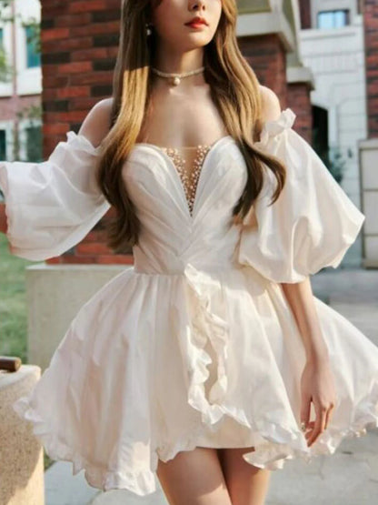 long sleeve short prom dress