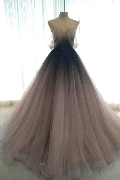 Tulle long prom dress