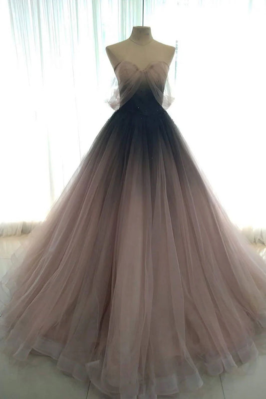 Tulle long prom dress