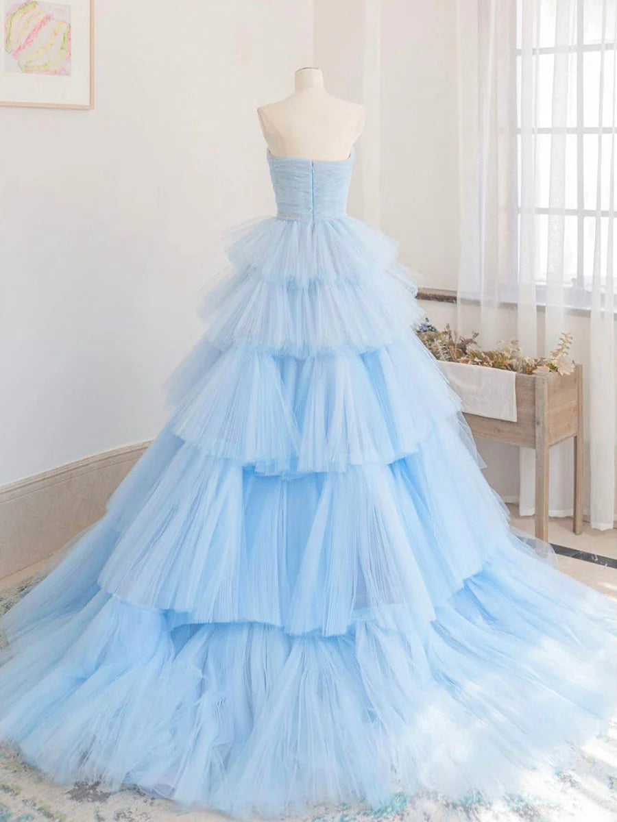 Tulle long prom dress