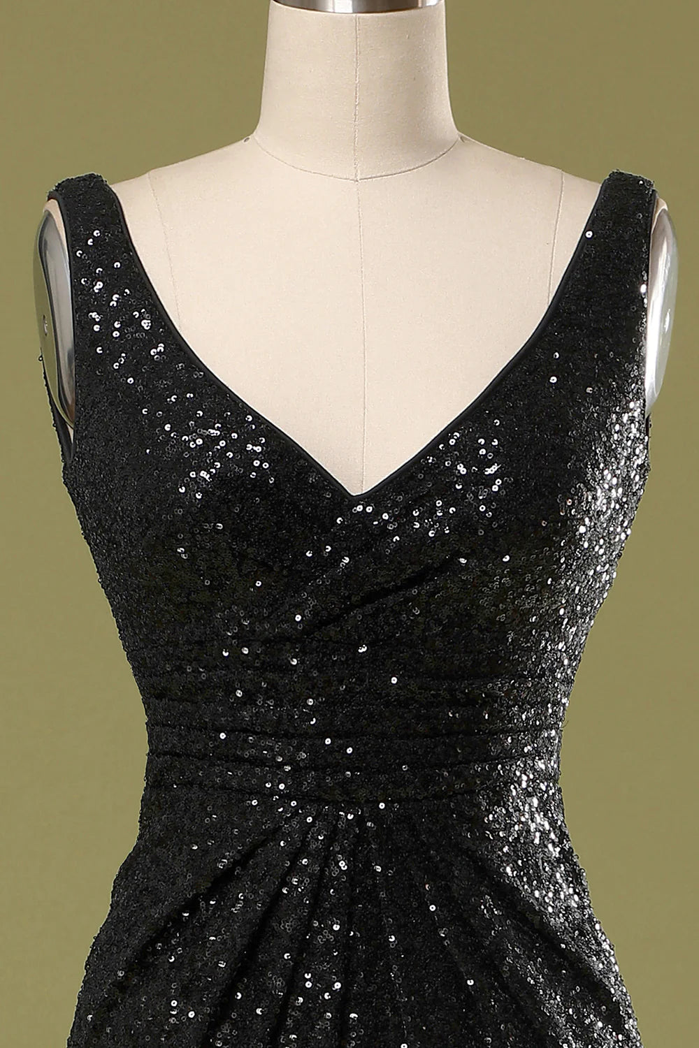 Long Black Sequins Dress