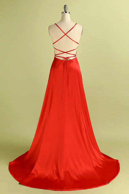 Backless Satin Prom Bridesmaid Dress