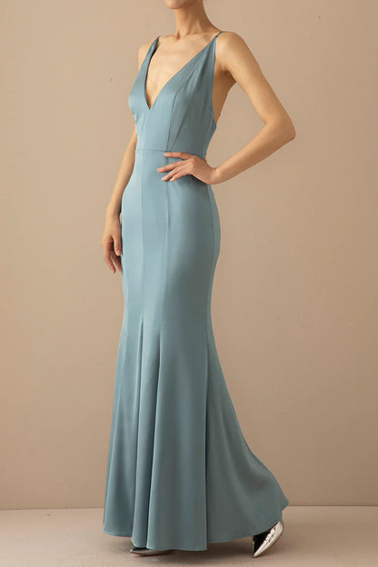 Mermaid V Neck Long Prom Dress