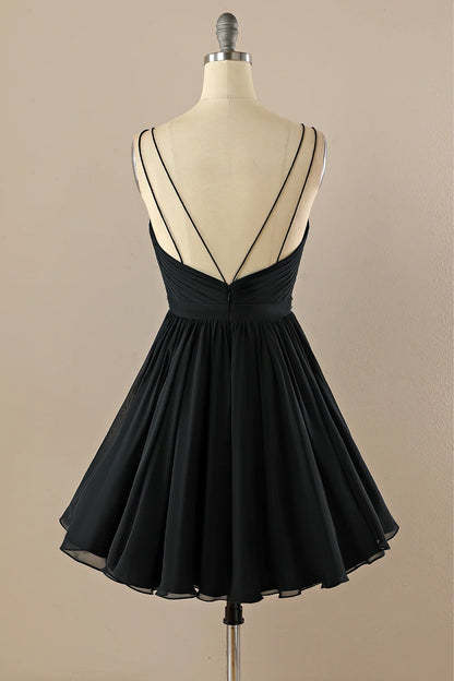 A-line chiffon V-neck Homecoming Dresses