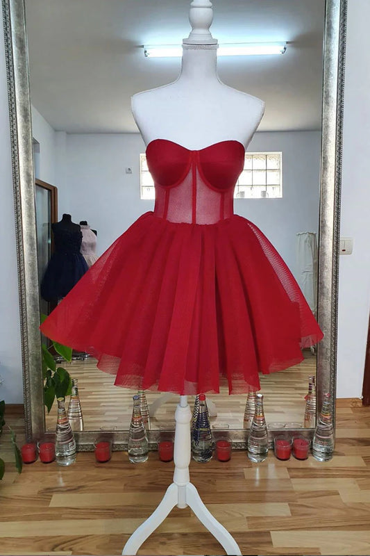 Sweetheart tulle short prom dress