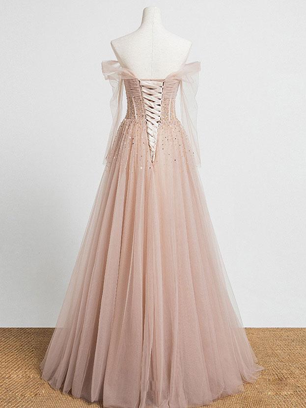 Tulle sequin long tulle formal prom dress