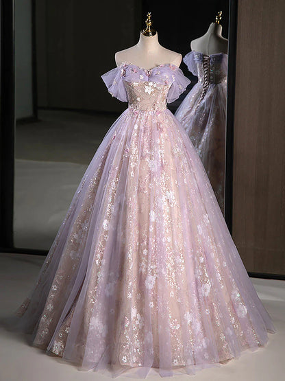 A-Line Off Shoulder Long Prom Dress