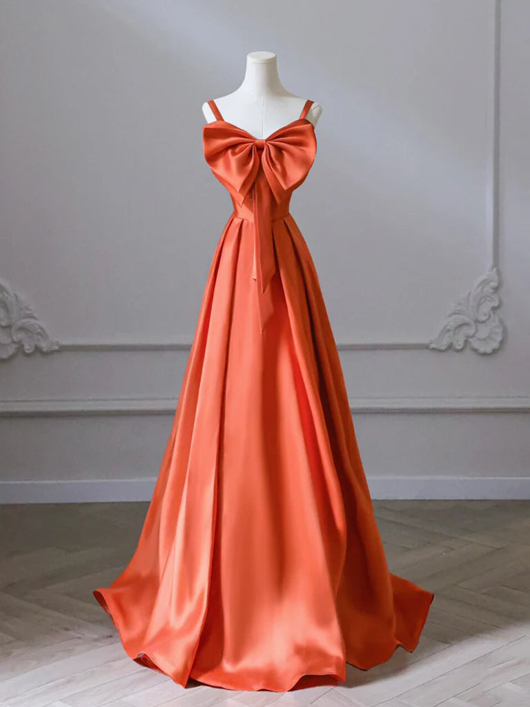 A-Line Satin Long Prom Dress