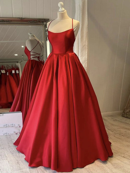 Simple satin long prom dress