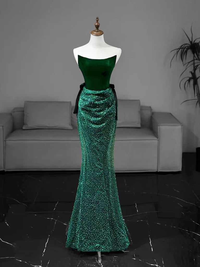 Mermaid Tulle Velvet Long Prom Dress