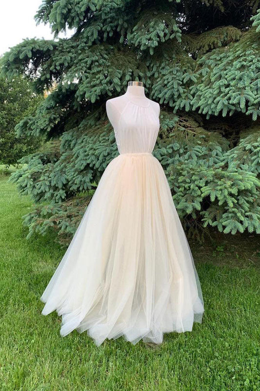 Tulle long prom dress