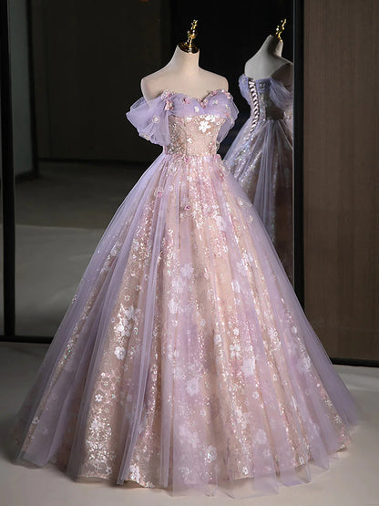 A-Line Off Shoulder Long Prom Dress