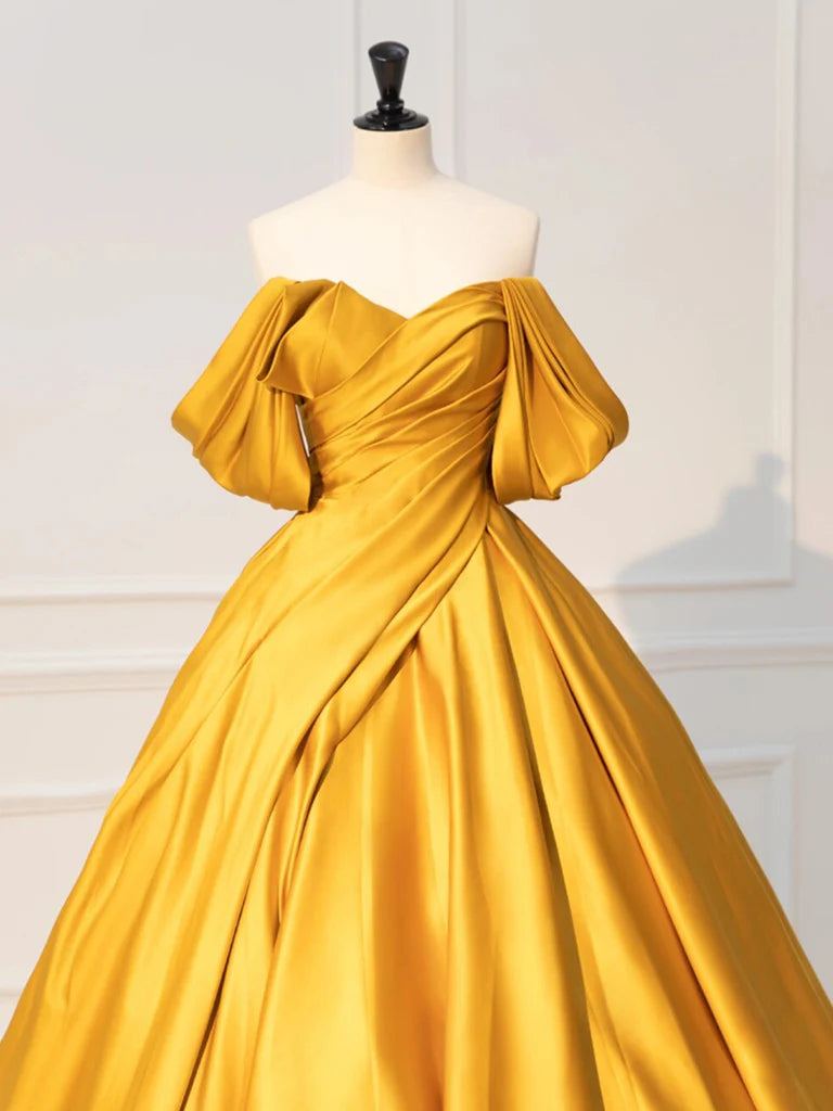 Off Shoulder Satin Long Prom Dress