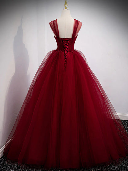 Sweetheart tulle long prom dress