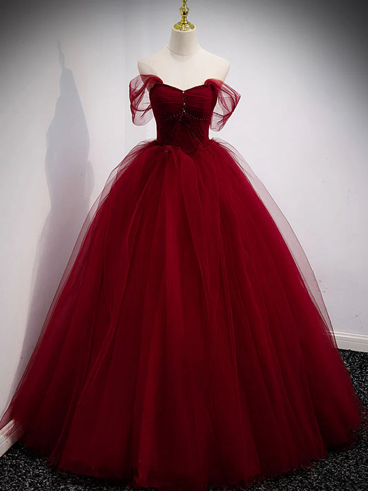 Sweetheart tulle long prom dress