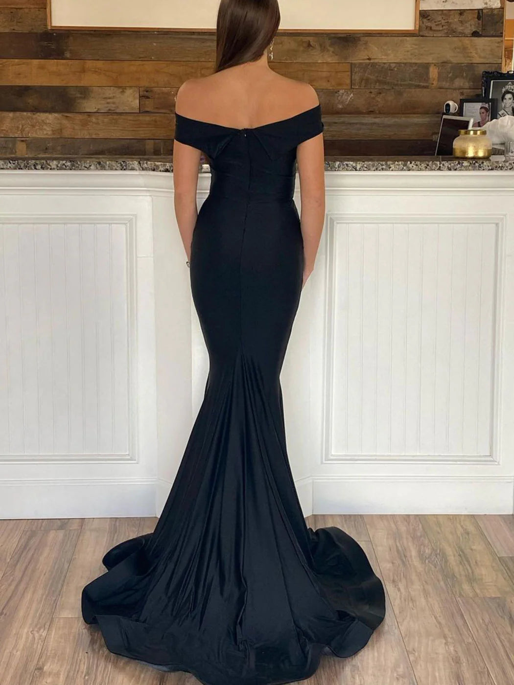 Mermaid Simple satin long prom dress