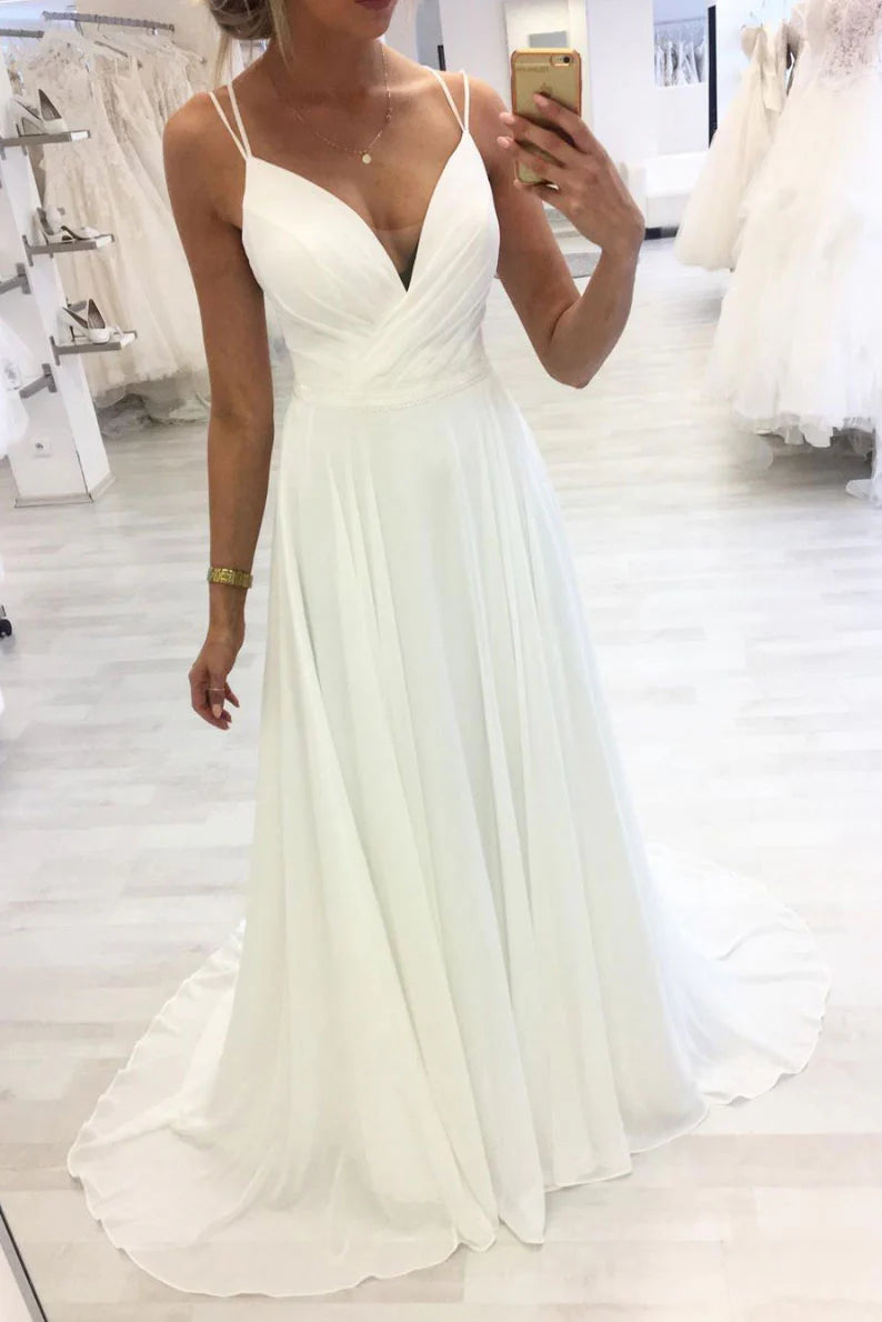 Simple chiffon long Wedding Dresses