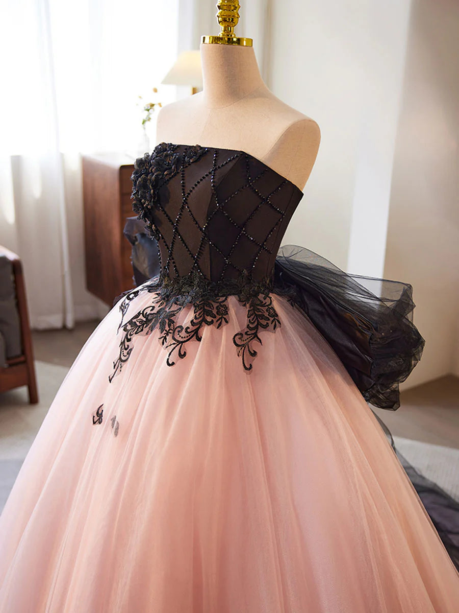 A-Line Tulle Lace Long Prom Dress