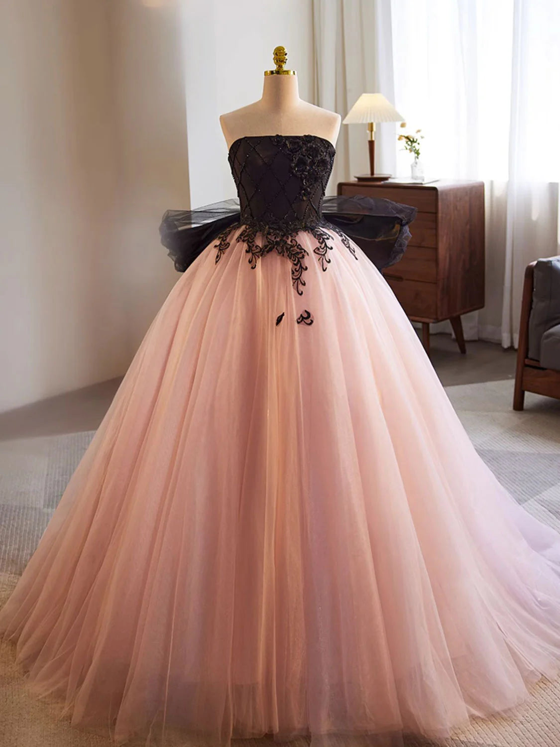 A-Line Tulle Lace Long Prom Dress