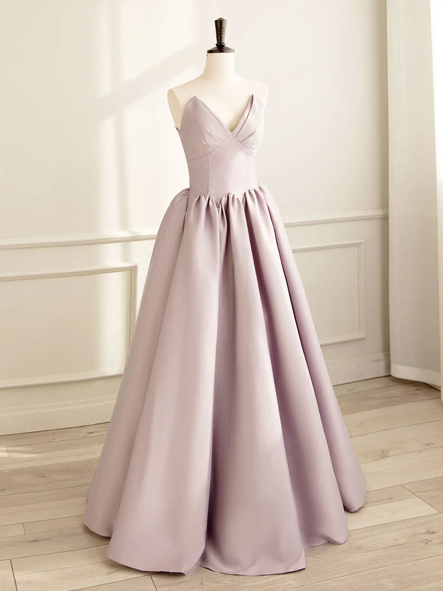 A-line Satin Long Prom Dress