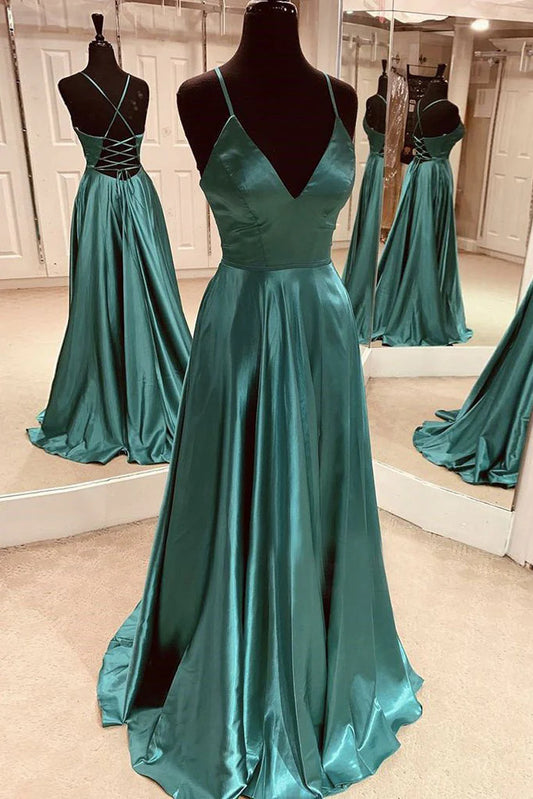 Simple satin long Prom Dresses