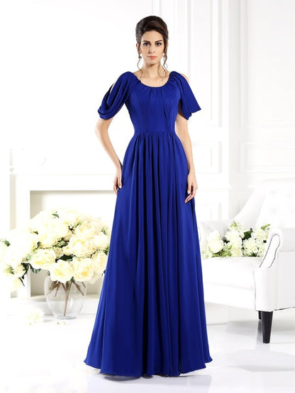 A-Line/Princess Scoop Sleeveless Long Chiffon Mother of the Bride Dresses