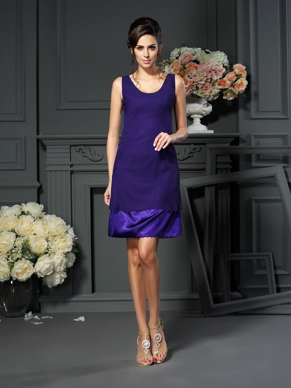 A-Line/Princess Square Beading Sleeveless Short Chiffon Mother of the Bride Dresses