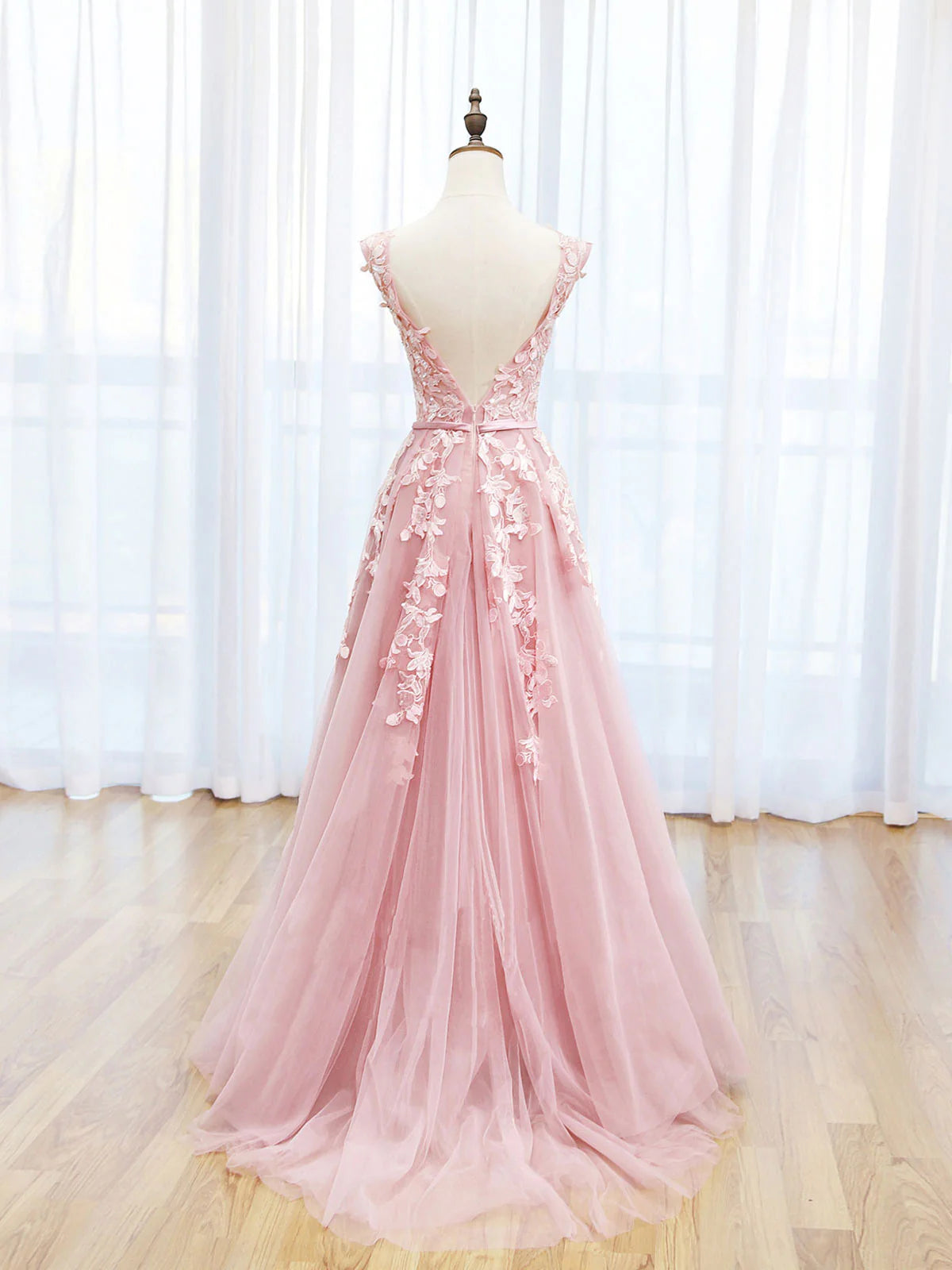 A-Line Lace Long Prom Dress