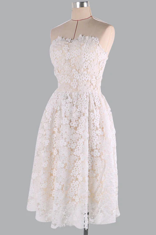 Lace short prom dress