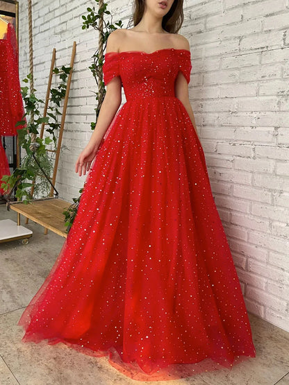 Aline Off Shoulder Long Prom Dress