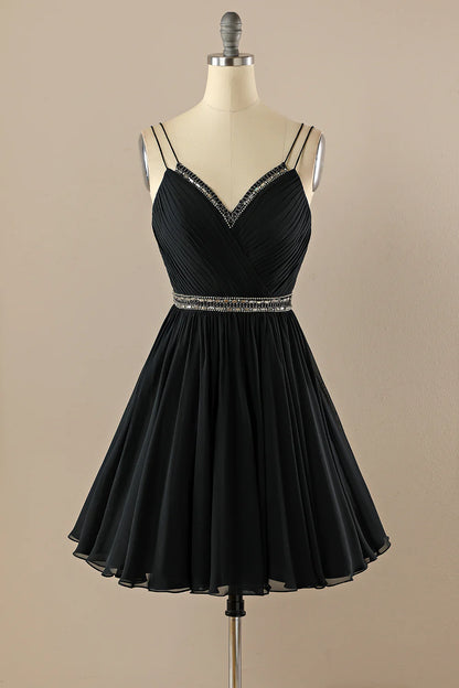 A-line chiffon V-neck Homecoming Dresses