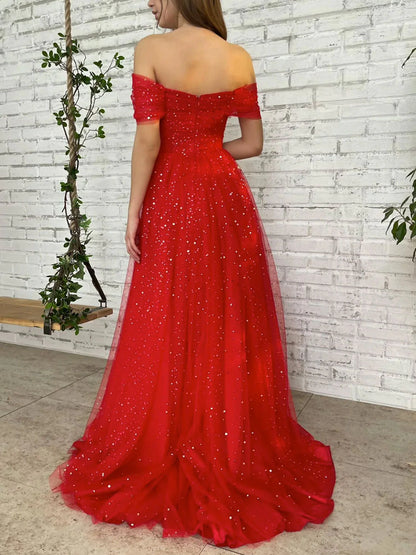 Aline Off Shoulder Long Prom Dress