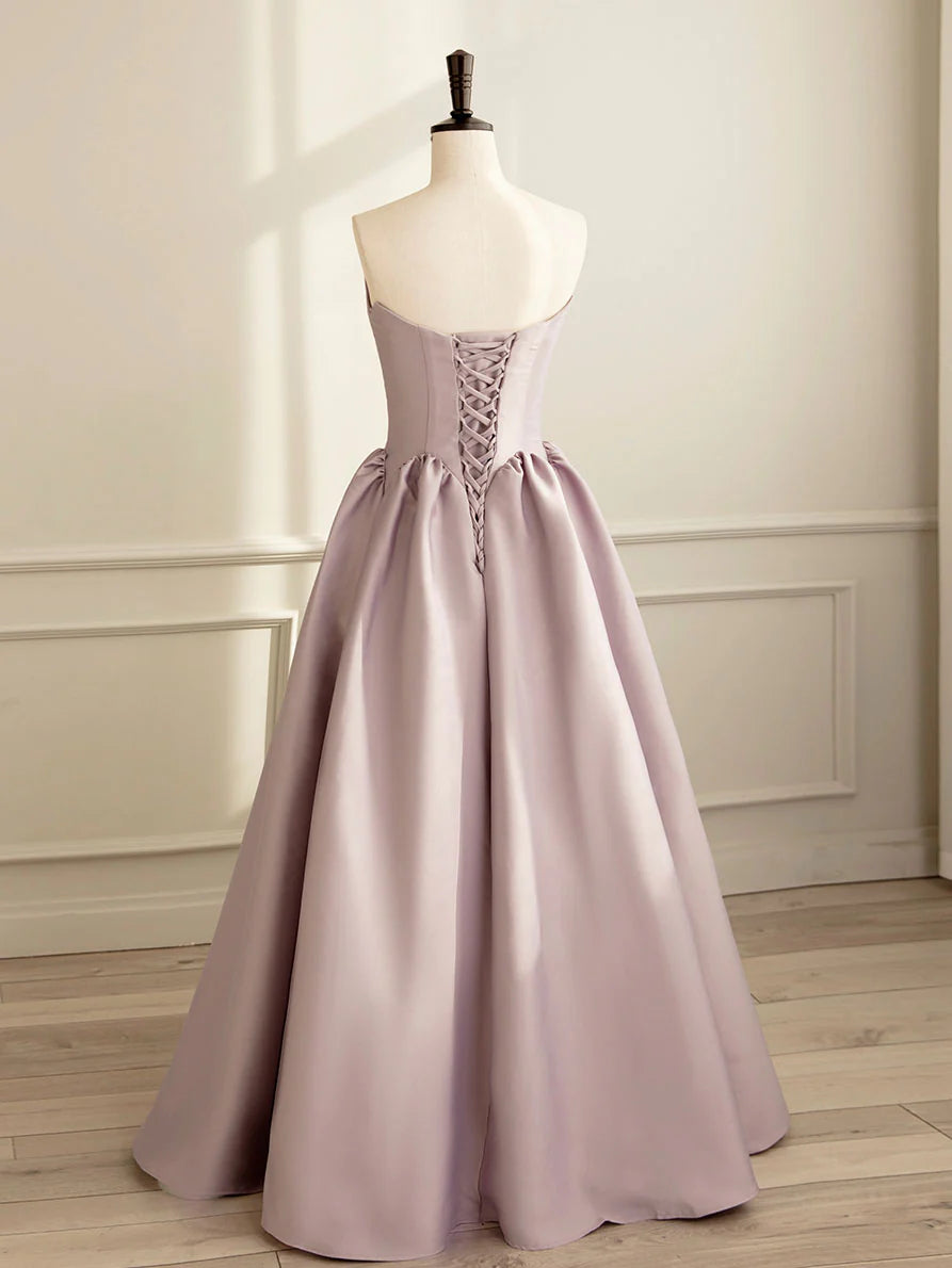 A-line Satin Long Prom Dress