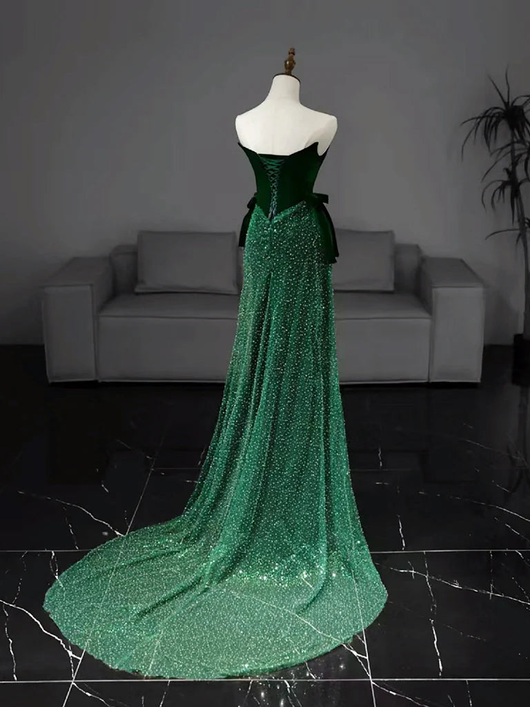 Mermaid Tulle Velvet Long Prom Dress