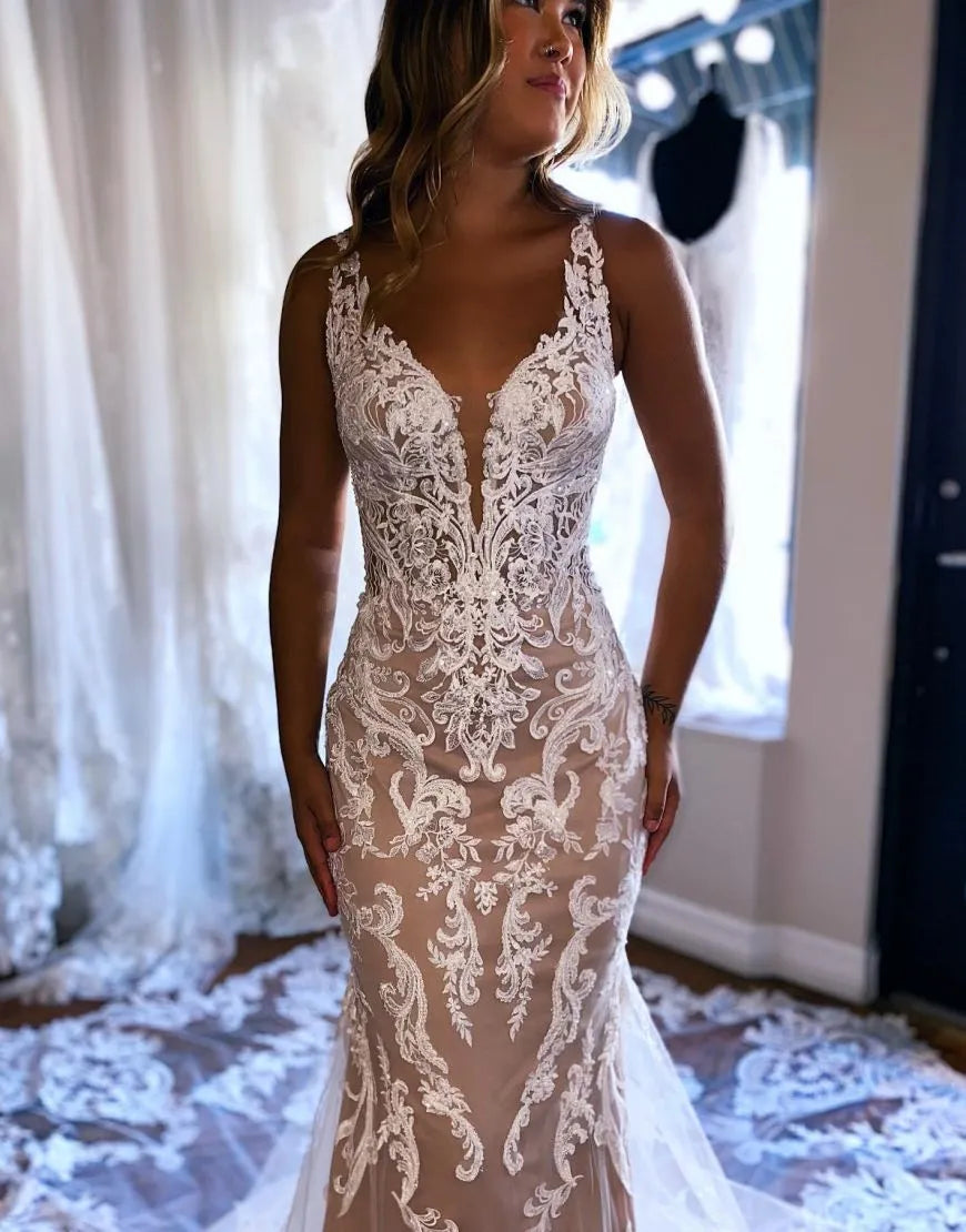 Mermaid Appliques Wedding Dress