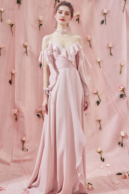 Simple chiffon long dress prom