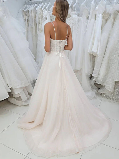 Light tulle lace long Wedding Dresses