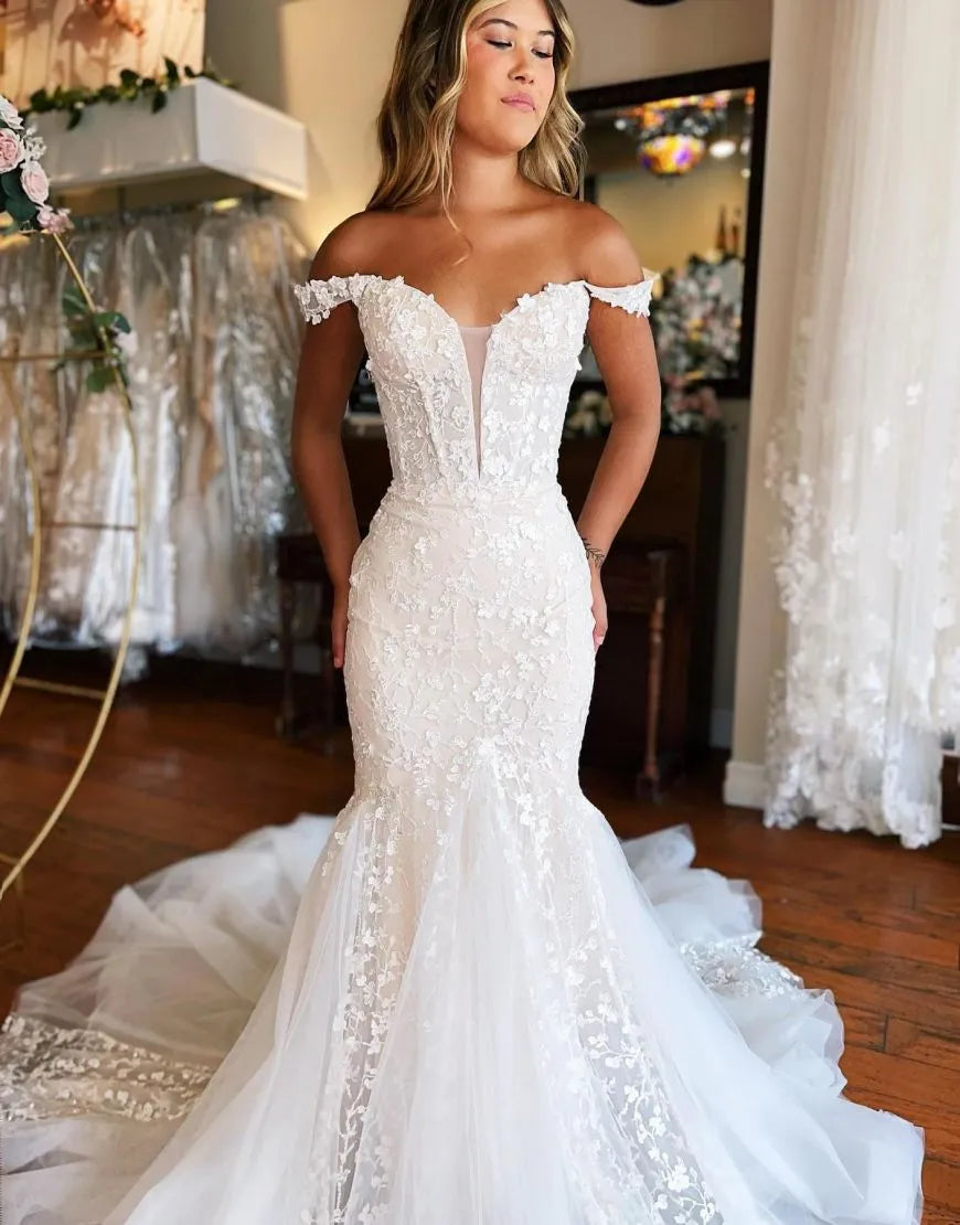 Mermaid Court Train Off The Shoulder Wedding Dresses