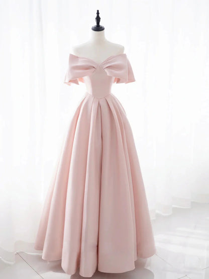 Simple satin long prom dress