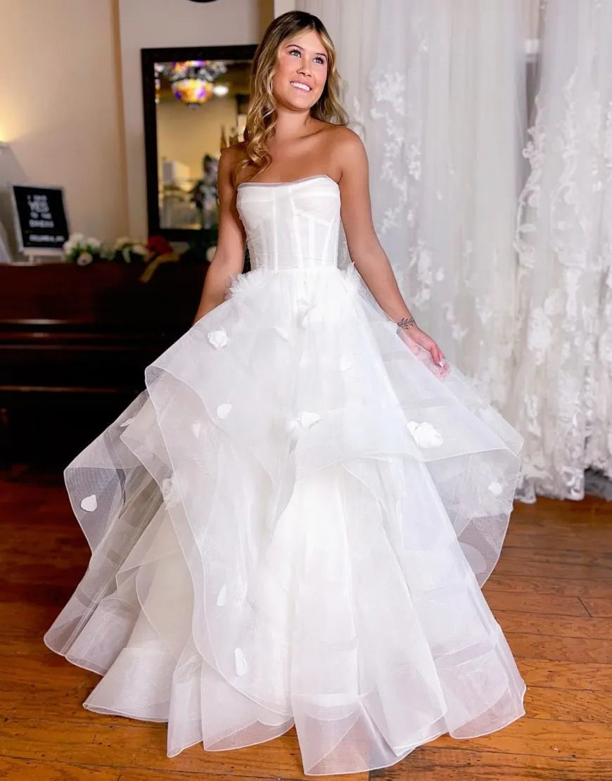 A-Line Floor Length Off The Shoulder Wedding Dress