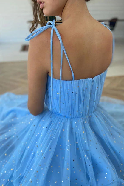 Sweetheart tulle tea length prom dress