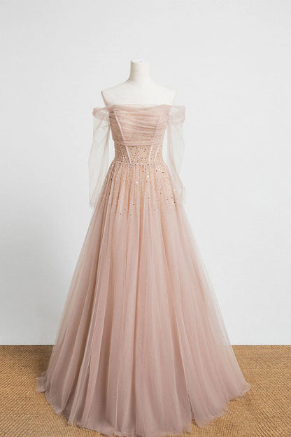 Tulle sequin long tulle formal prom dress