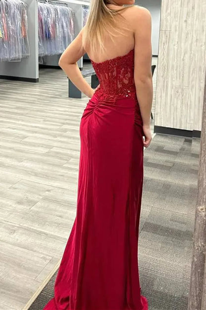 Mermaid Sweetheart Corset Prom Dress with Split Front