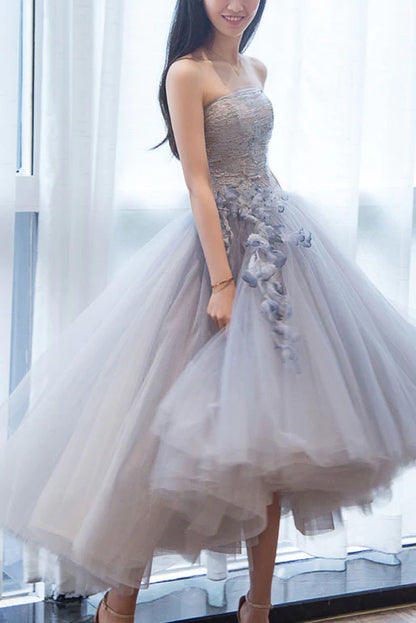 Sweetheart tulle lace short Prom Dresses