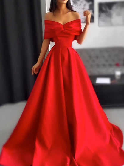 Simple satin long prom dress